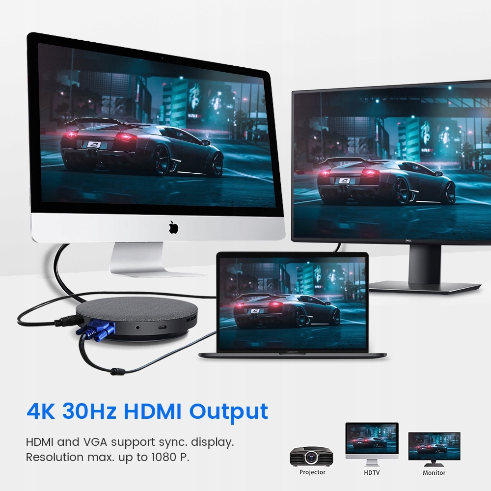 Ładowarka indukcja +adapter USB-C HUB 3.0 HDMI LAN