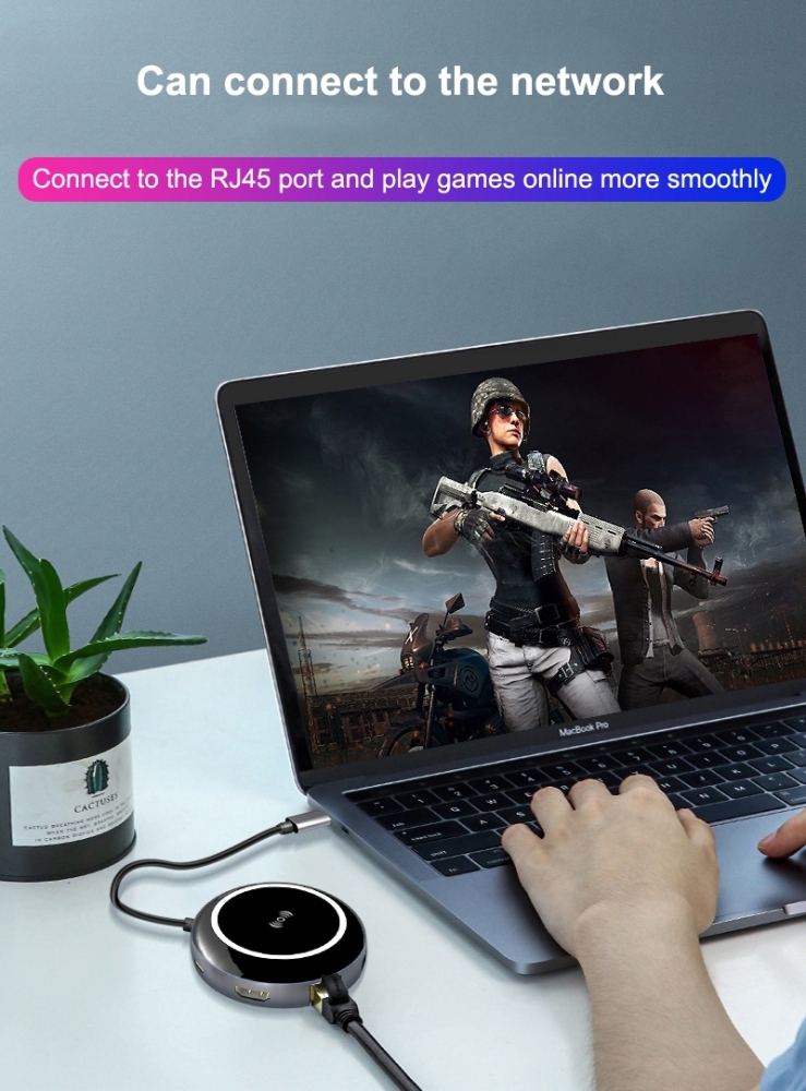 Ładowarka indukcja +adapter USB-C HUB 3.0 HDMI LAN