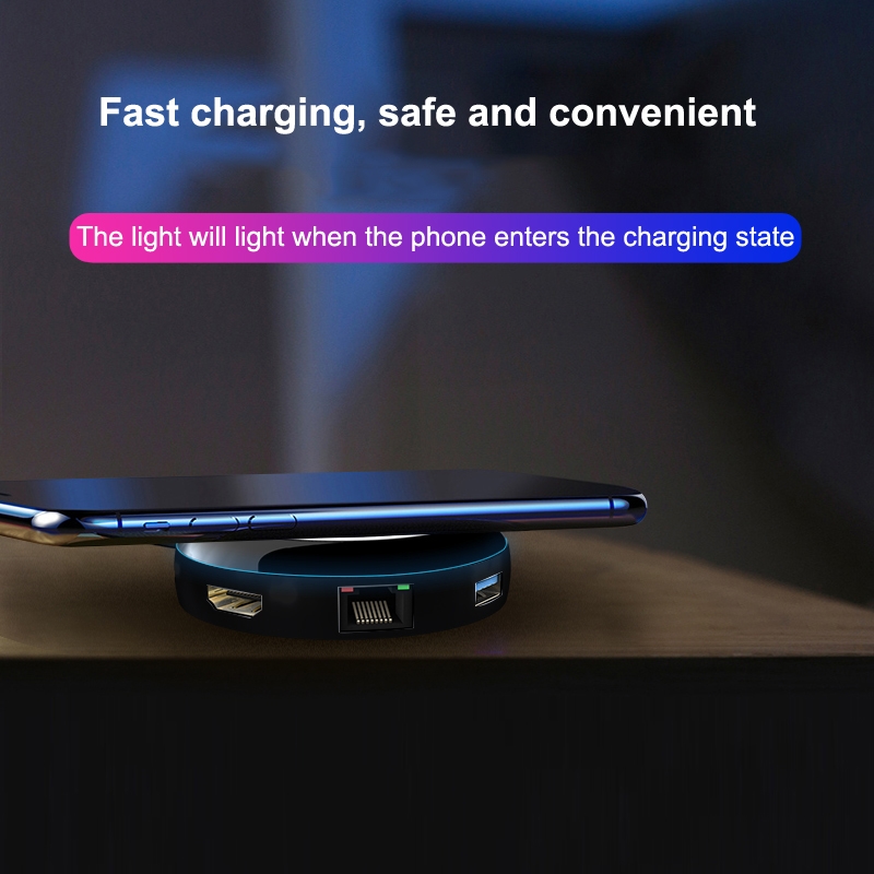 Ładowarka indukcja +adapter USB-C HUB 3.0 HDMI LAN