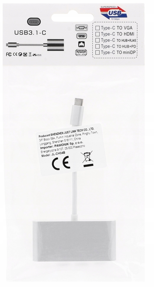 ADAPTER HUB USB C do 3xUSB 3.0 + USB C PD MacBook