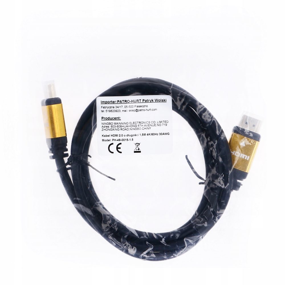 Kabel HDMI 2.0 2M UHD 2160P 4K/60Hz 3D 48bit 30AWG