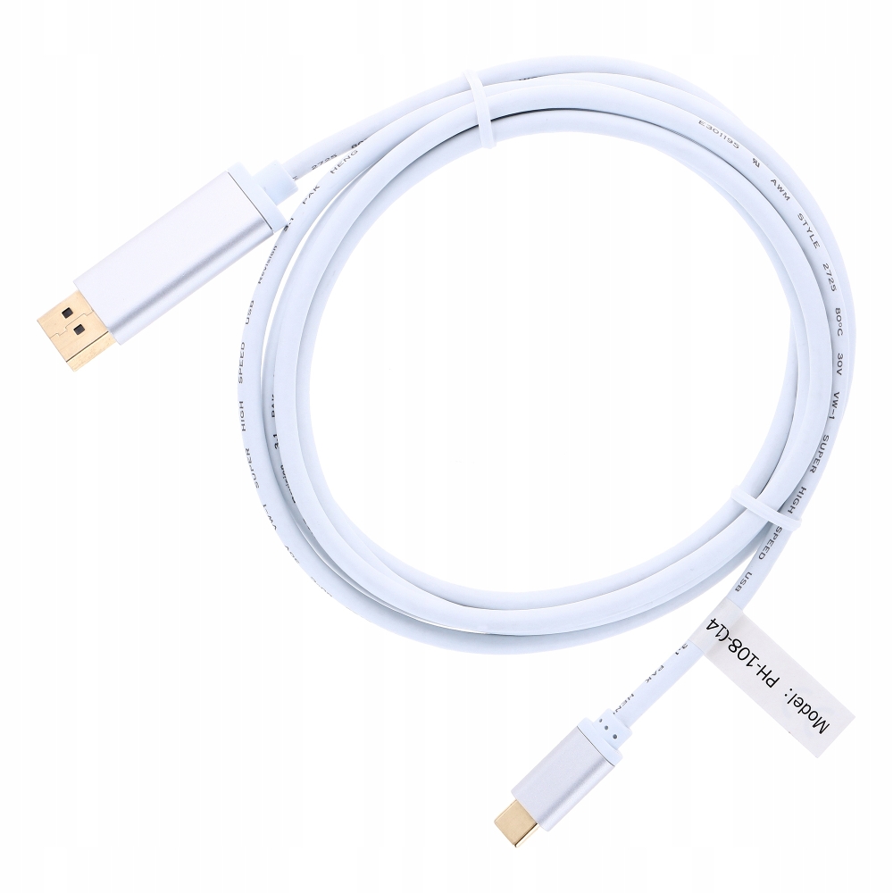 Kabel USB C do DISPLAYPORT 1,8M DP 4K Thunderbolt