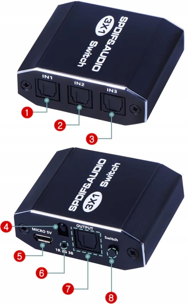 AUDIO SWITCH 3x1 SPDIF TOSLINK ROZDZIELAC OPTYCZNY