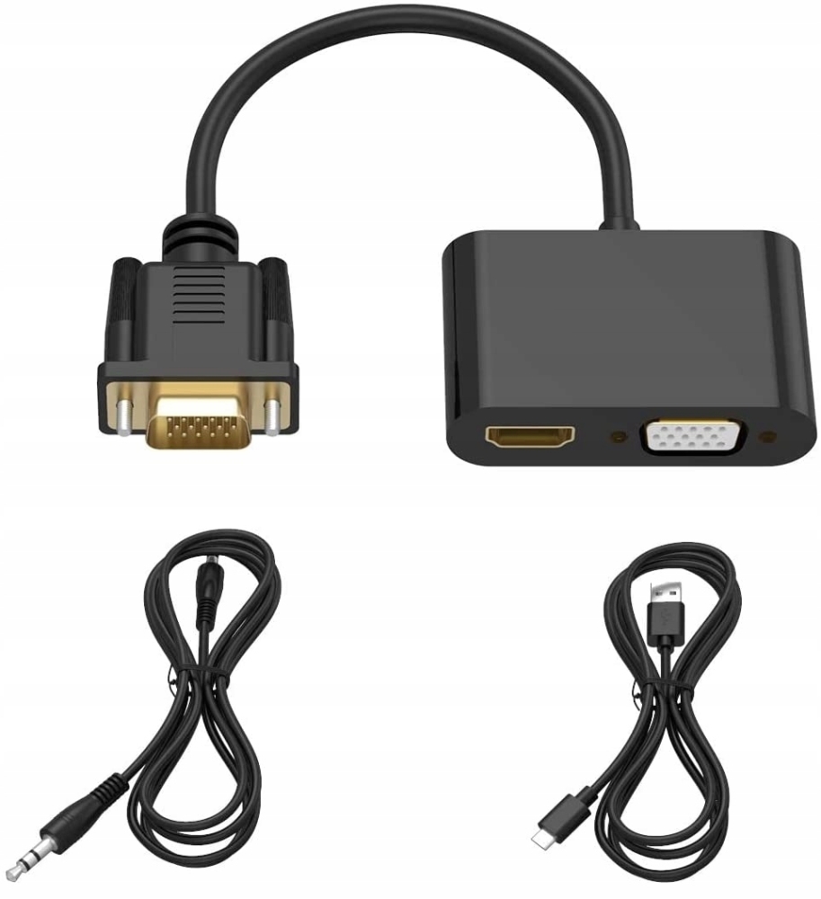 ADAPTER KONWERTER VGA D-SUB DO HDMI + VGA + AUDIO
