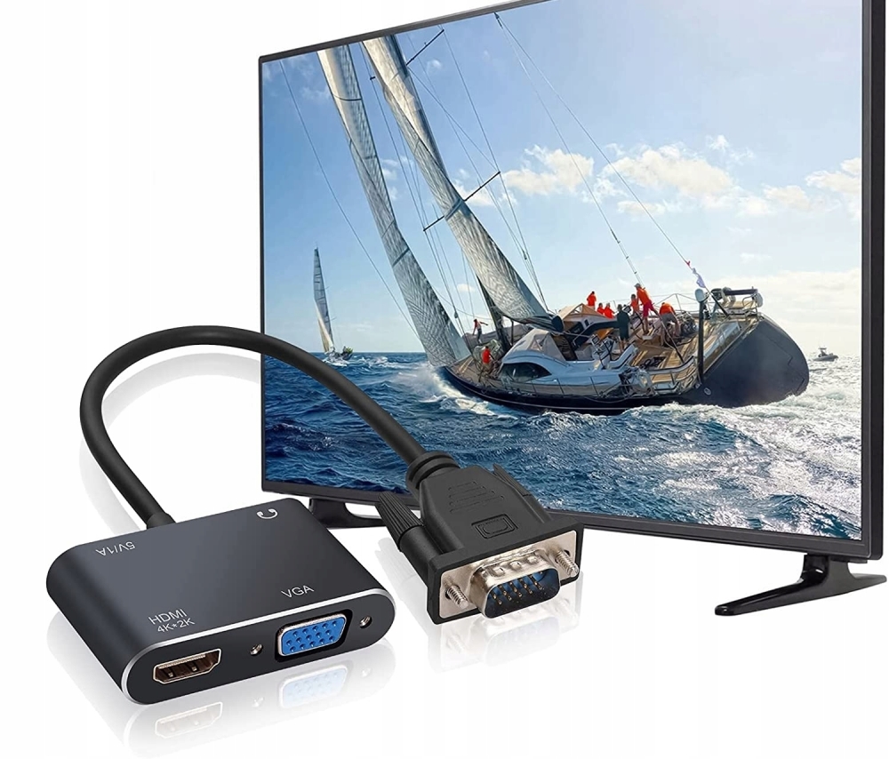 ADAPTER KONWERTER VGA D-SUB DO HDMI + VGA + AUDIO