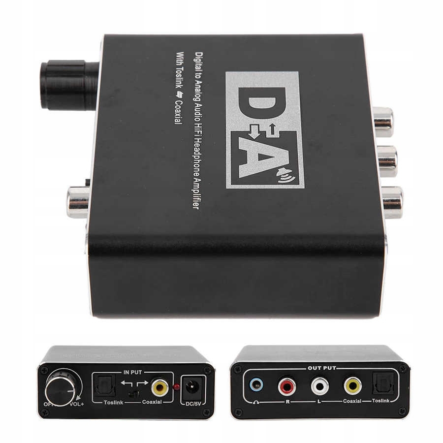 KONWERTER WZMACZNIACZ TOSLINK COAXIAL 2x CINCH DAC