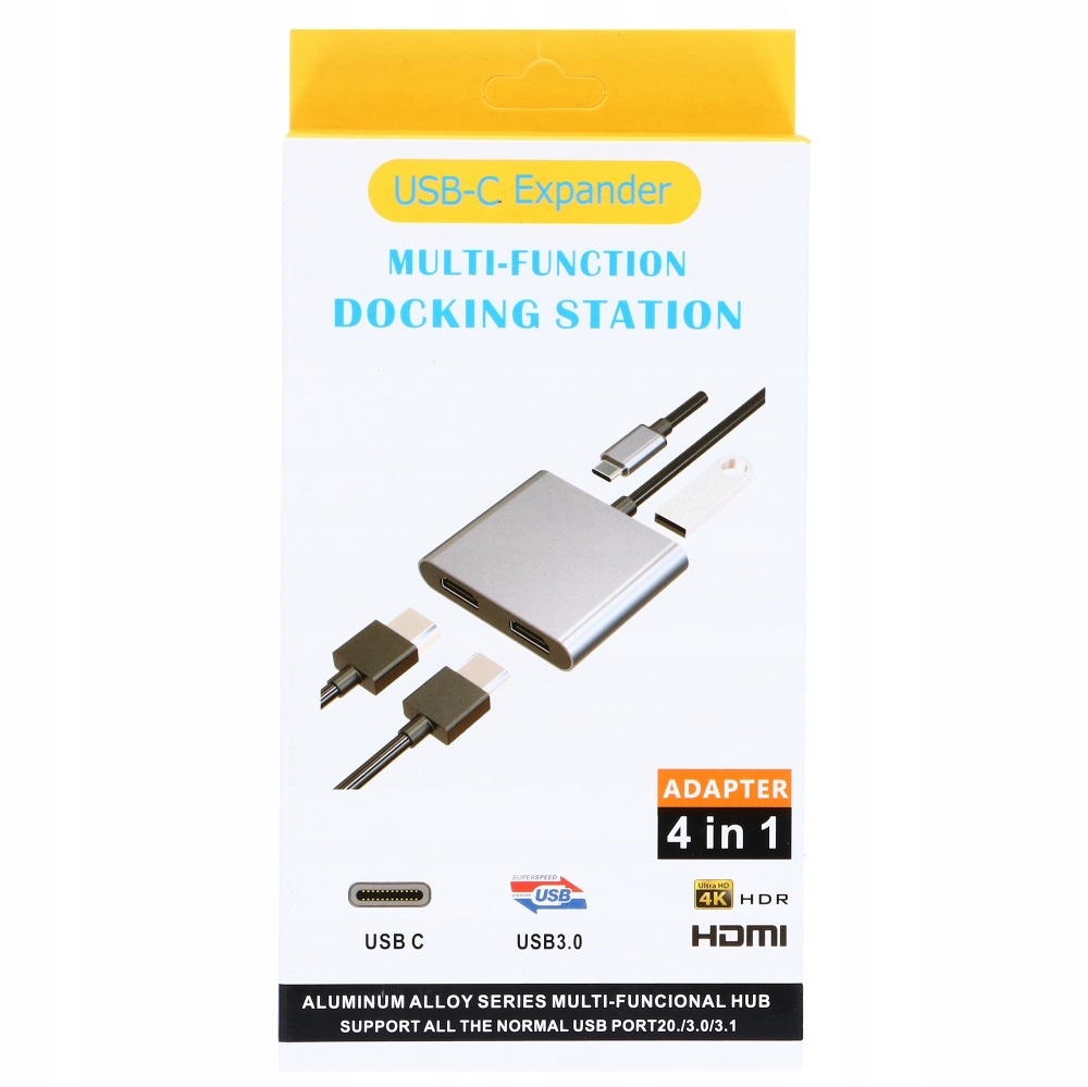 ADAPTER HUB USB C- 2xHDMI+USB 3.0+PD SPLITTER 4w1