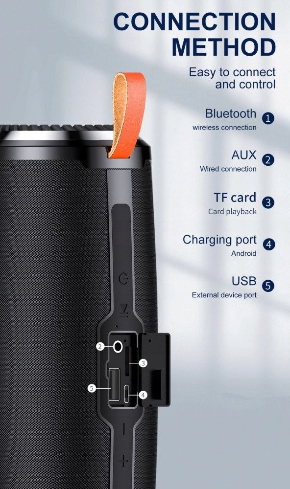GŁOŚNIK PRZENOŚNY BASS BLUETOOTH 5.0 WODOODPORNY