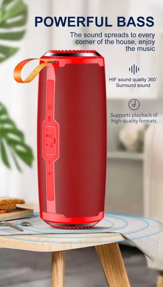 GŁOŚNIK PRZENOŚNY BASS BLUETOOTH 5.0 WODOODPORNY
