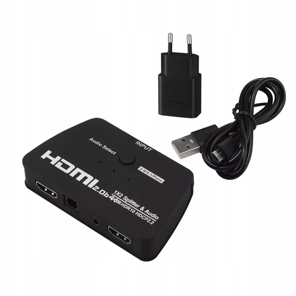SPLITTER HDMI 1x2 HDCP 2.2 EKSTRAKTOR AUDIO 4K/60