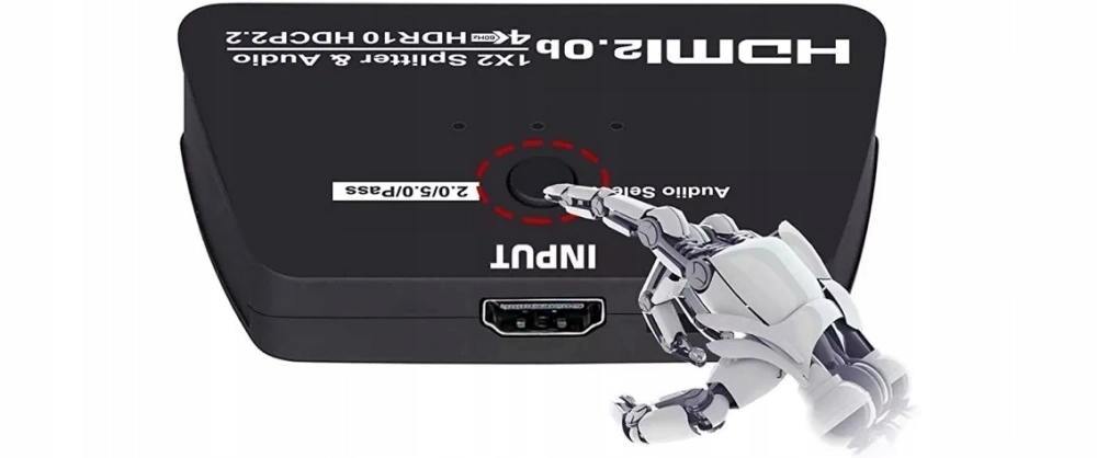 SPLITTER HDMI 1x2 HDCP 2.2 EKSTRAKTOR AUDIO 4K/60