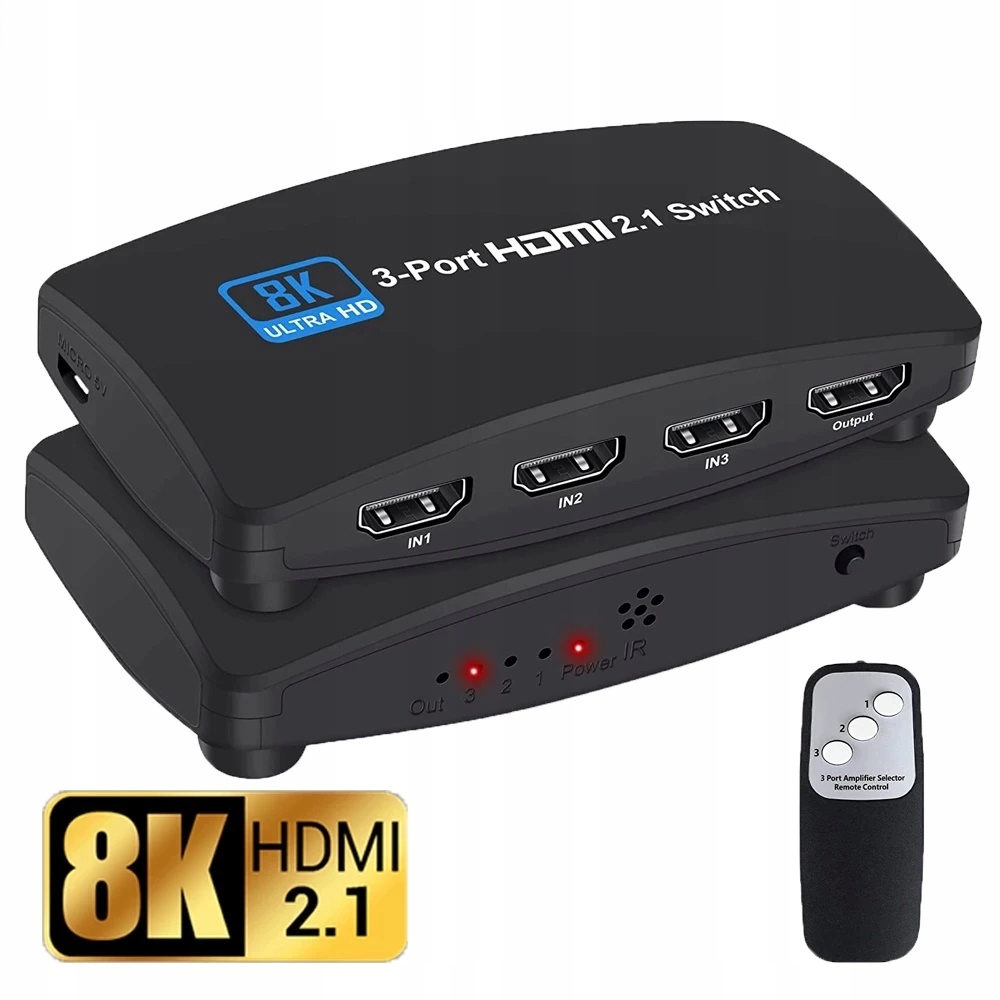 SWITCH HDMI 2.1 3x1 PRZEŁĄCZNIK 8K 4K 120HZ 240HZ