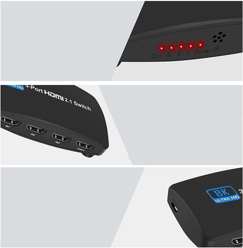 SWITCH HDMI 2.1 3x1 PRZEŁĄCZNIK 8K 4K 120HZ 240HZ