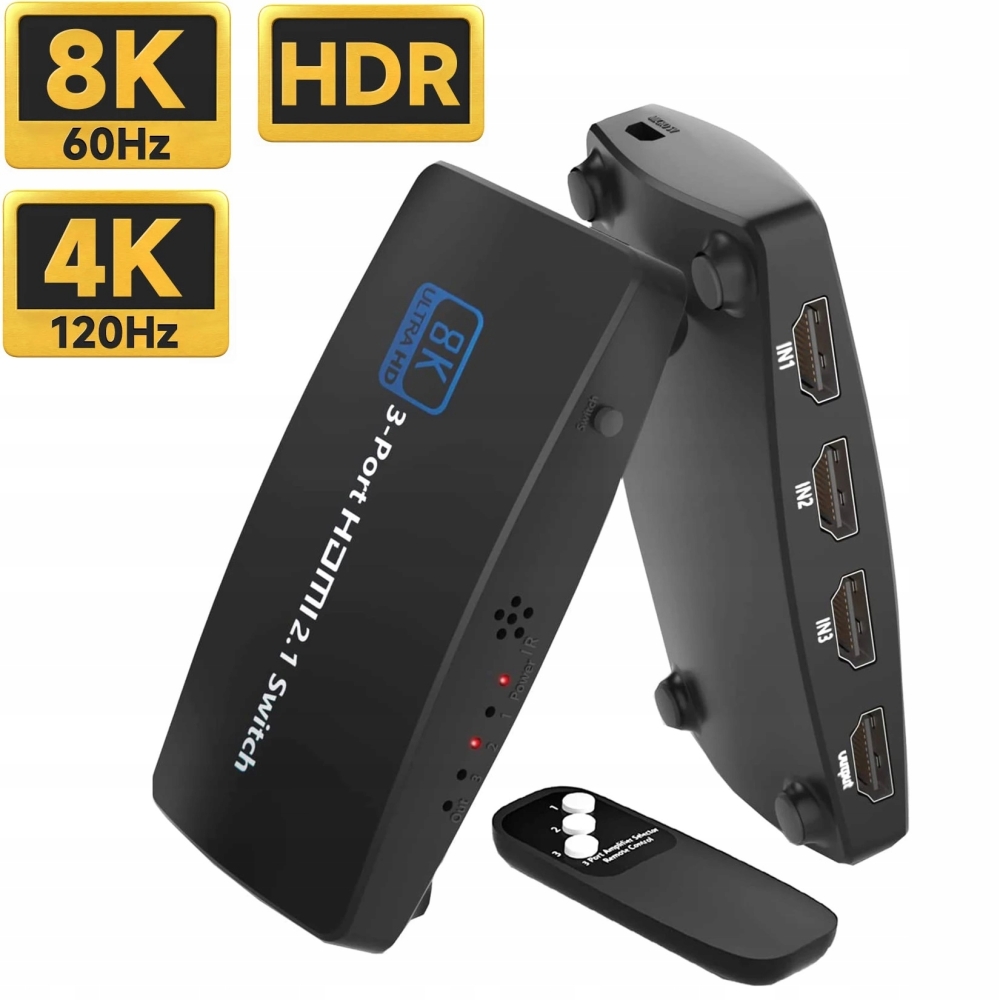SWITCH HDMI 2.1 3x1 PRZEŁĄCZNIK 8K 4K 120HZ 240HZ