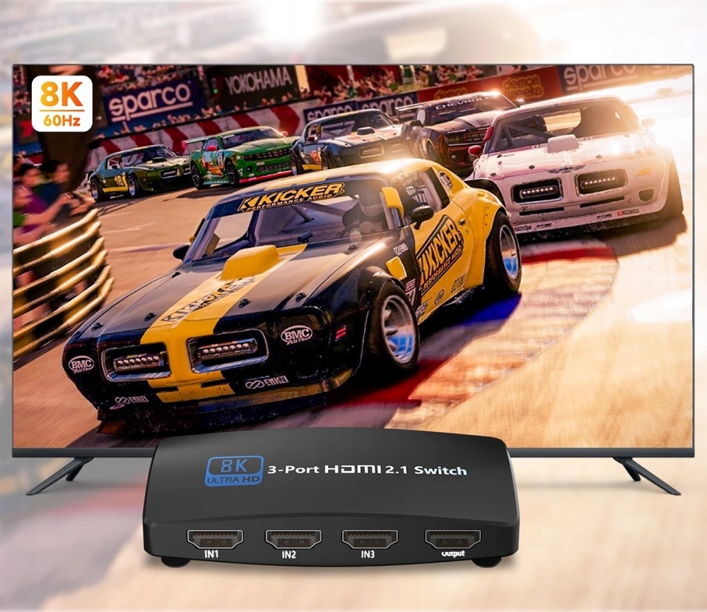 SWITCH HDMI 2.1 3x1 PRZEŁĄCZNIK 8K 4K 120HZ 240HZ