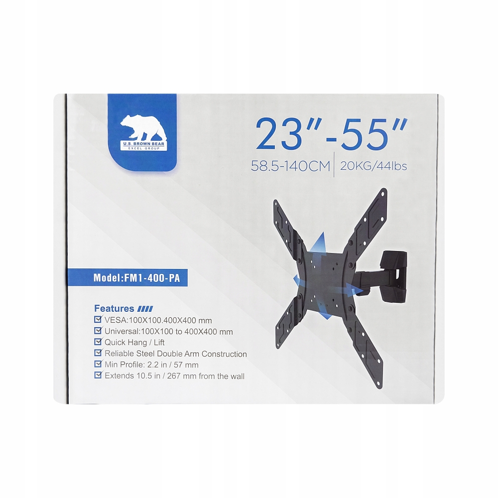 UCHWYT TV 55" OBROTOWY UCHYLNY WIESZAK ŚCIENNY LCD