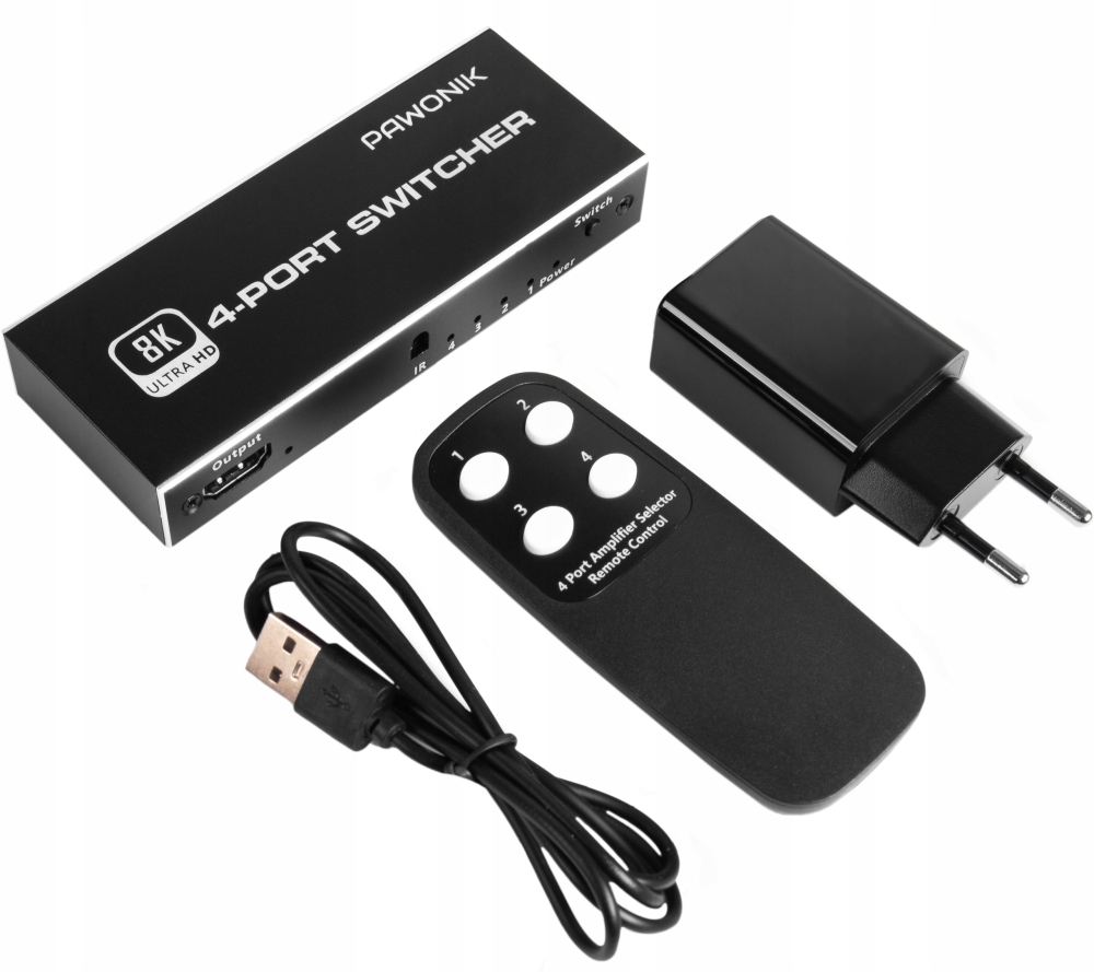 SWITCH HDMI 2.1 4x1 PRZEŁĄCZNIK 8K 4K 120HZ 240HZ