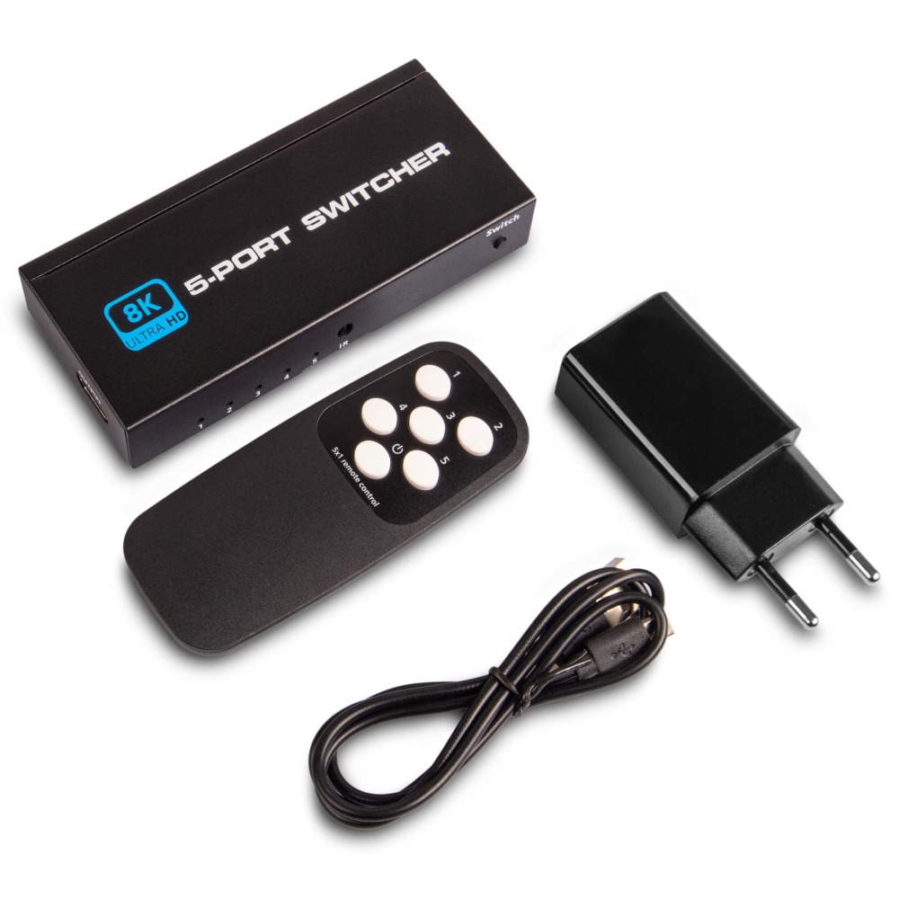 SWITCH HDMI 2.1 5x1 PRZEŁĄCZNIK 8K 4K 120HZ 240HZ