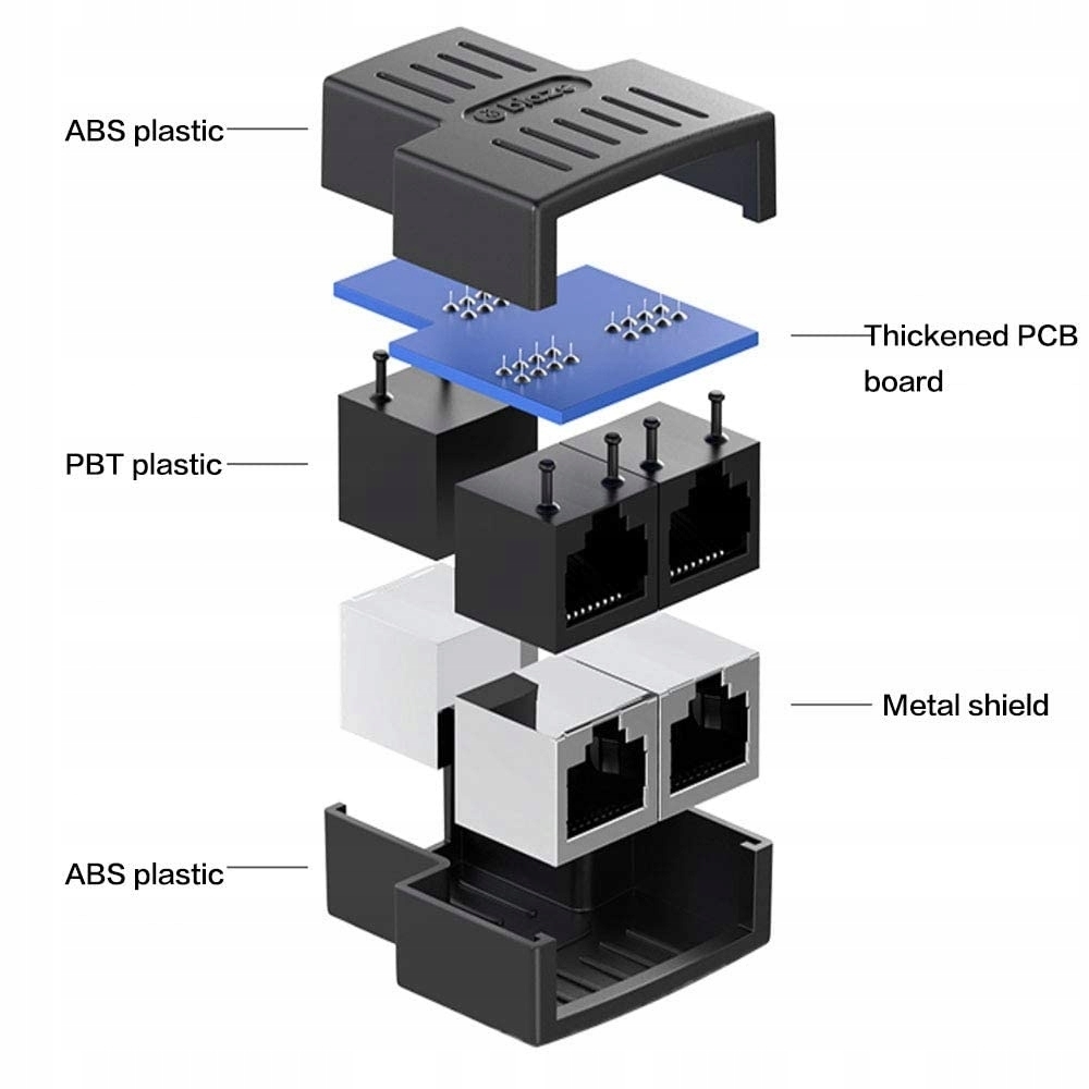SPLITTER LAN 1x2 ADAPTER ROZGAŁĘŹNIK RJ45 100 Mbps