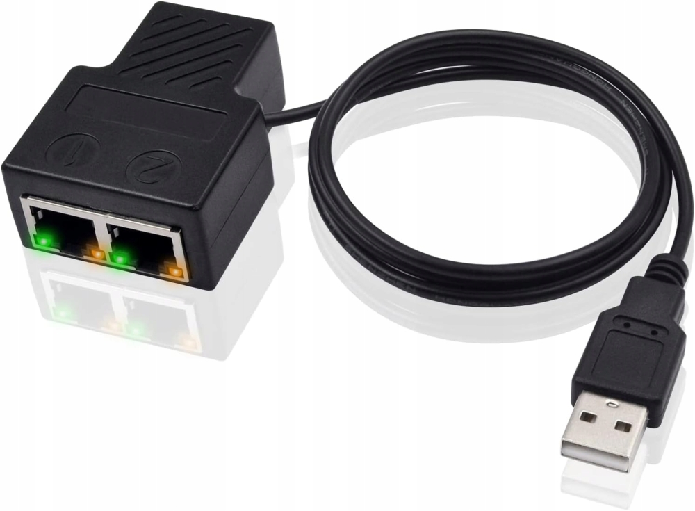 SPLITTER LAN 1x2 ADAPTER ROZGAŁĘŹNIK RJ45 100 Mbps