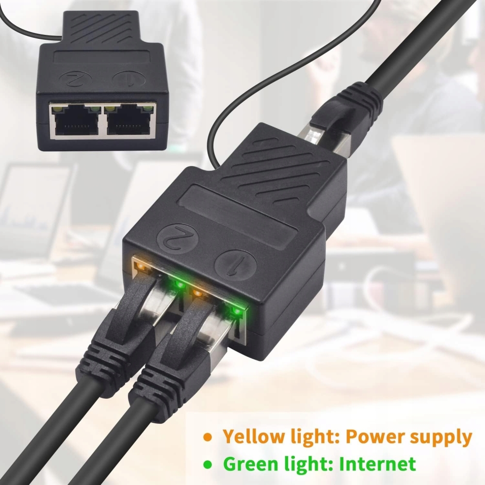 SPLITTER LAN 1x2 ADAPTER ROZGAŁĘŹNIK RJ45 100 Mbps