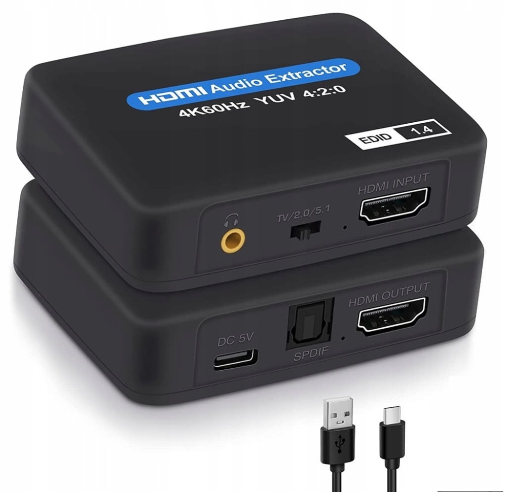 Ekstraktor HDMI 2.0 TOSLINK KONWERTER OPTYCZNY JACK AUX HDCP 4K