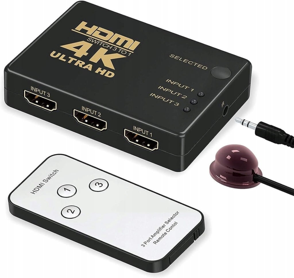 SWITCH 3x HDMI PRZEŁĄCZNIK ROZDZIELACZ ULTRA HD 4K