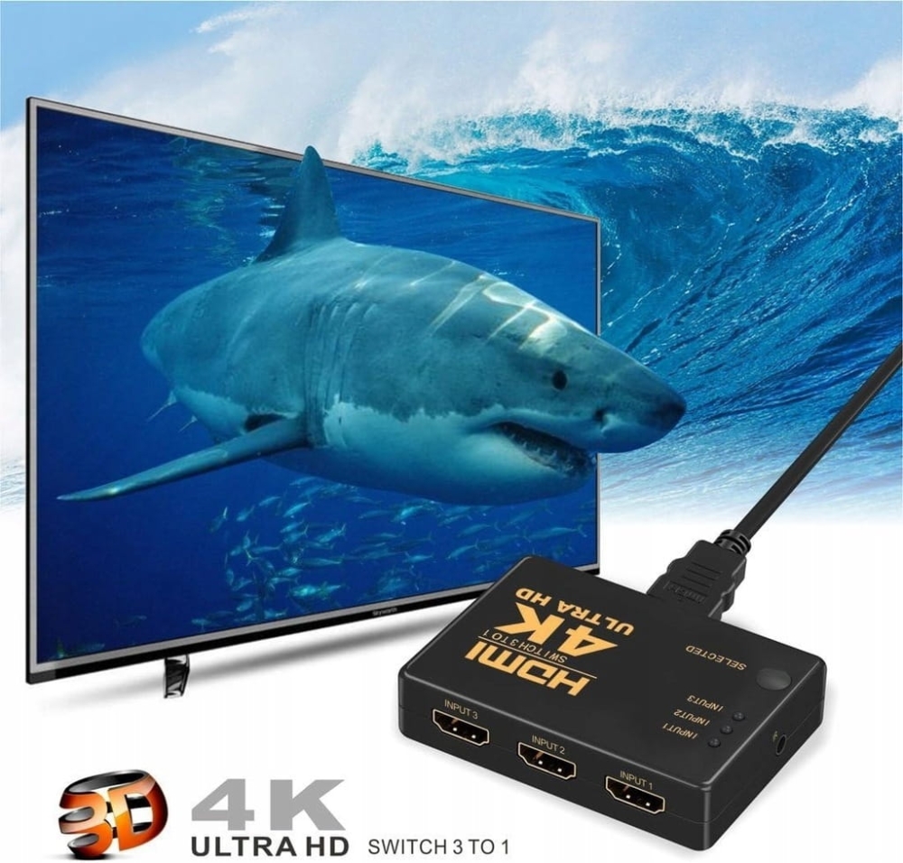 SWITCH 3x HDMI PRZEŁĄCZNIK ROZDZIELACZ ULTRA HD 4K