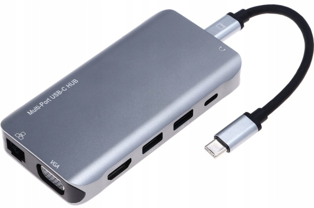Adapter HUB USB-C HDMI VGA LAN MacBook Stacja 10w1