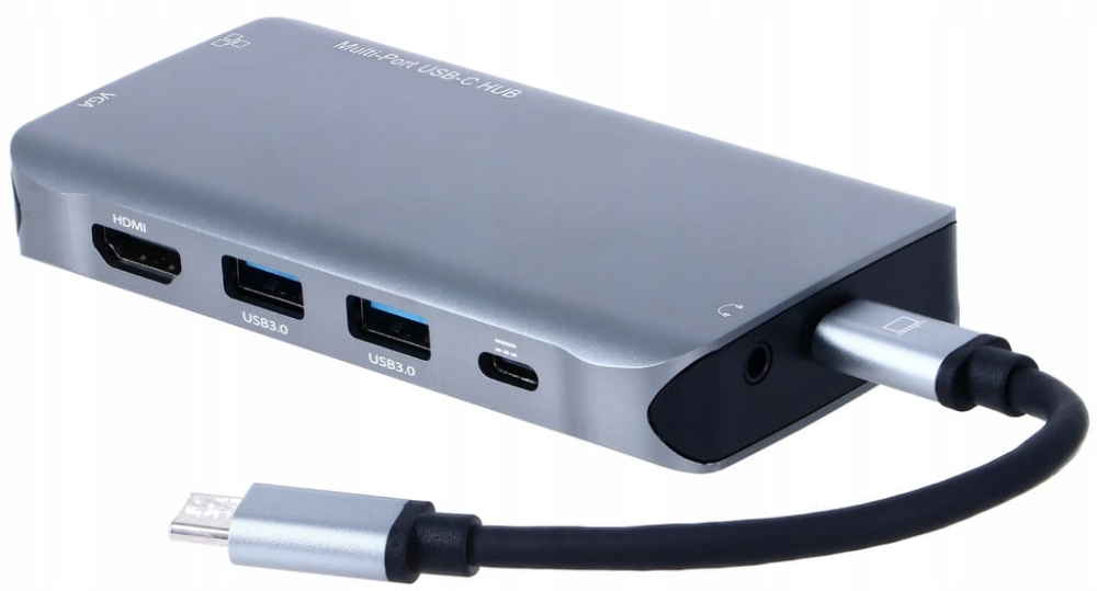 Adapter HUB USB-C HDMI VGA LAN MacBook Stacja 10w1