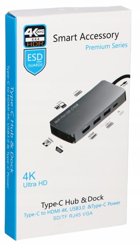 Adapter HUB USB-C HDMI VGA LAN MacBook Stacja 10w1