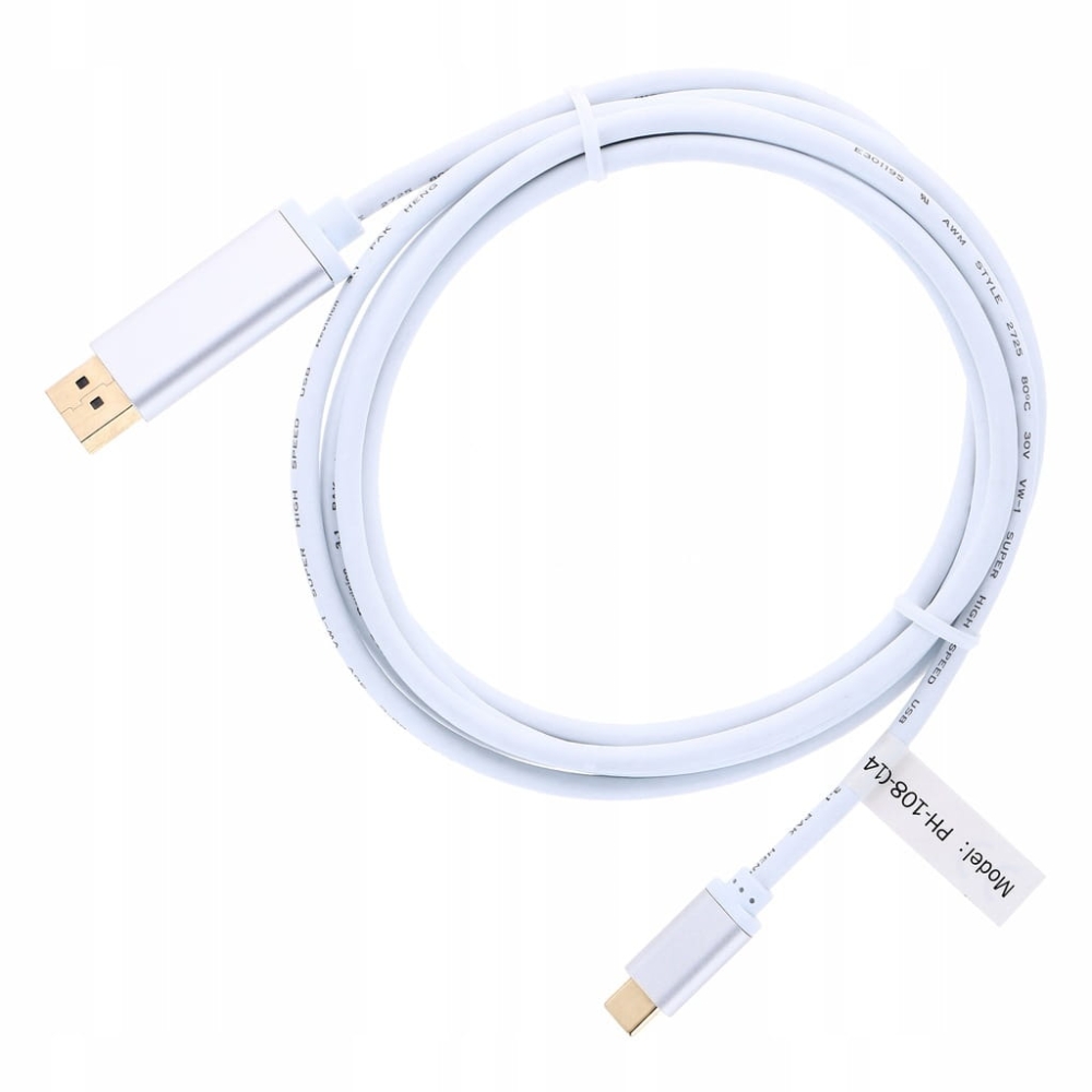 Kabel USB C do DISPLAYPORT 1,8M DP 4K Thunderbolt