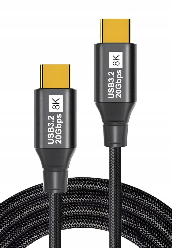 KABEL USB 3.2 Thunderbolt 3 100W 20Gbps 8K60Hz 4K120Hz PRZEWÓD USB C 1M