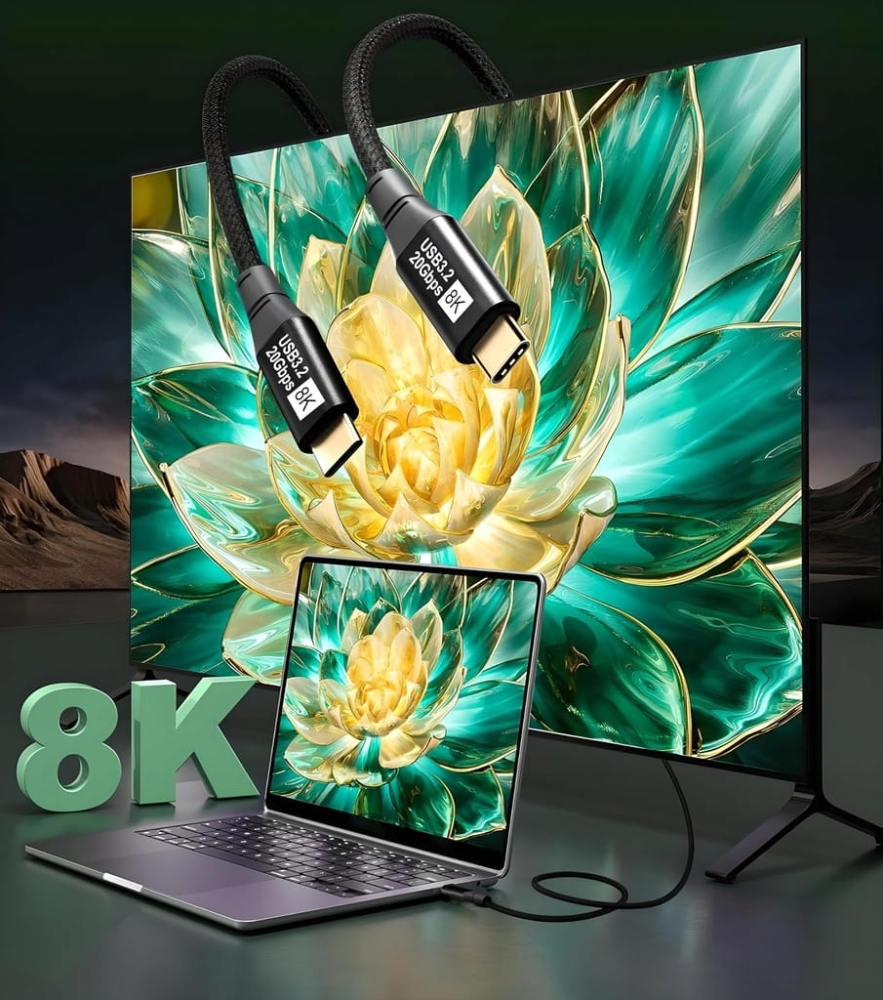 KABEL USB 3.2 Thunderbolt 3 100W 20Gbps 8K60Hz 4K120Hz PRZEWÓD USB C 1,5M