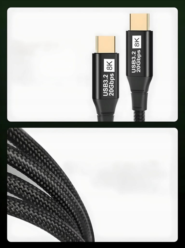 KABEL USB 3.2 Thunderbolt 3 100W 20Gbps 8K60Hz 4K120Hz PRZEWÓD USB C 2M