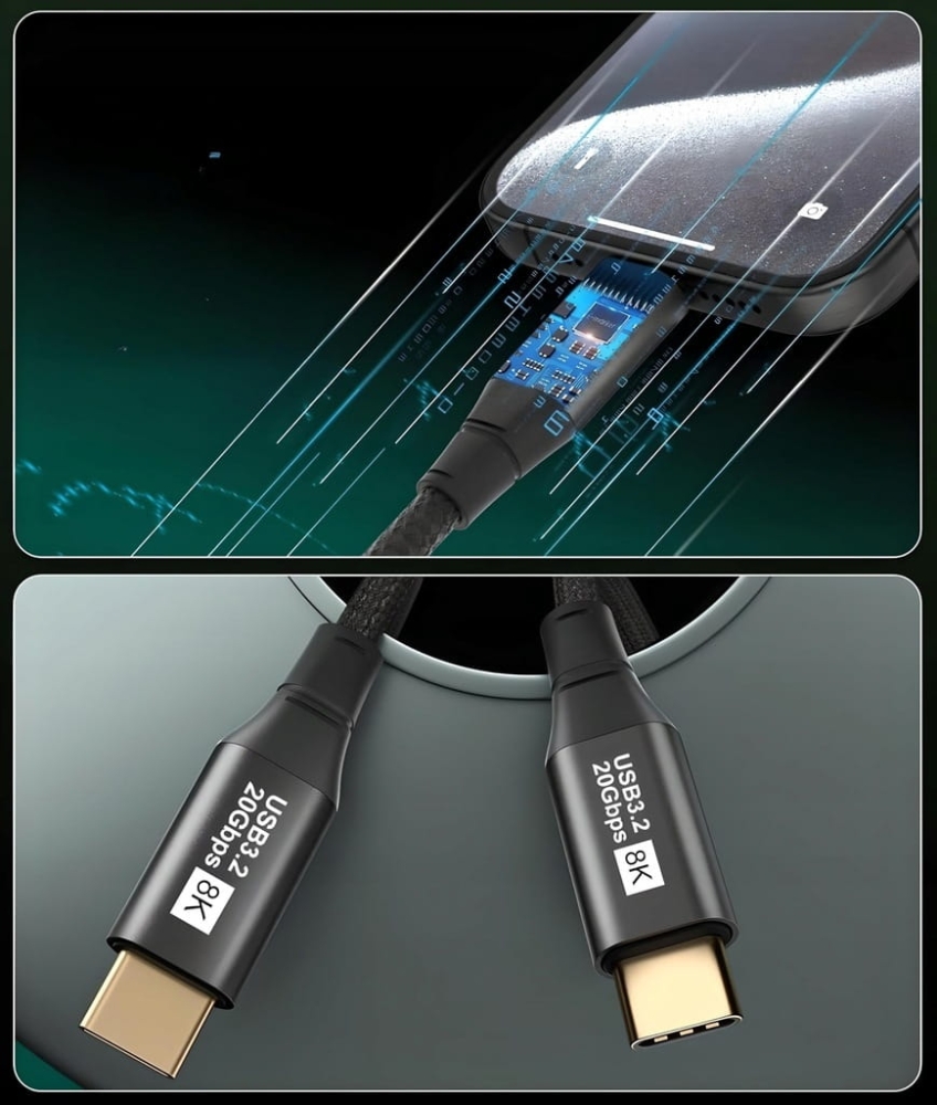 KABEL USB 3.2 Thunderbolt 3 100W 20Gbps 8K60Hz 4K120Hz PRZEWÓD USB C 2M