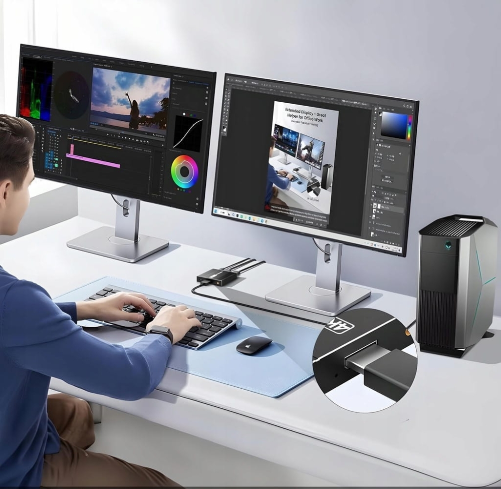 SPLITTER DISPLAYPORT 1X2 SPLITTER ROZDZIELACZ ROZGAŁĘŹNIK 4K 240HZ 144HZ