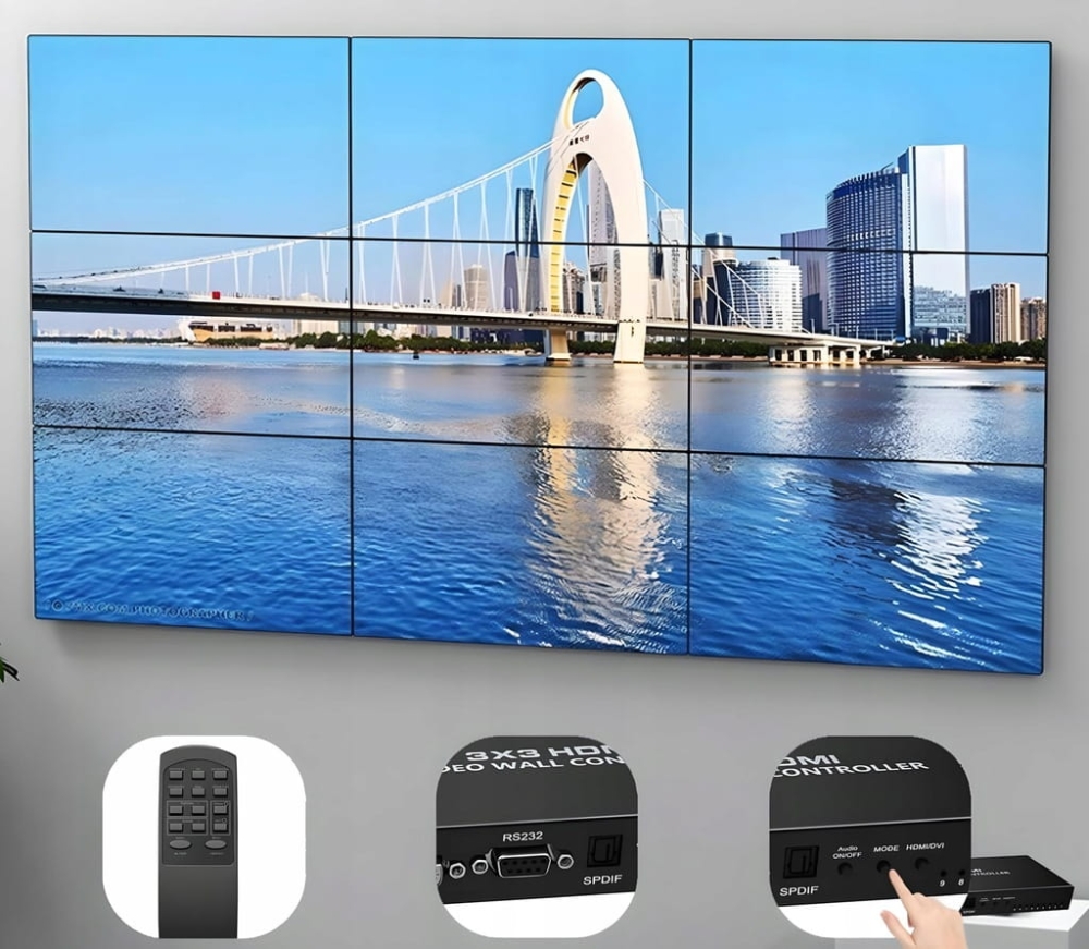 KONTORLER ŚCIANY ŚCIENNY VIDEO WALL HDMI 3X3 ROZGAŁĘŹNIK MATRYCA 9 EKRANÓW