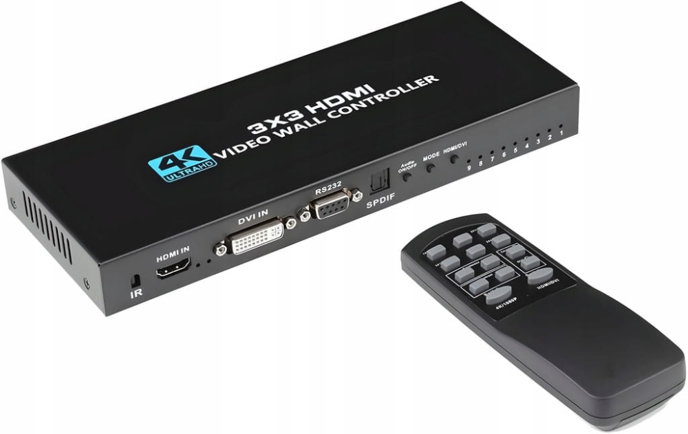 KONTORLER ŚCIANY ŚCIENNY VIDEO WALL HDMI 3X3 ROZGAŁĘŹNIK MATRYCA 9 EKRANÓW