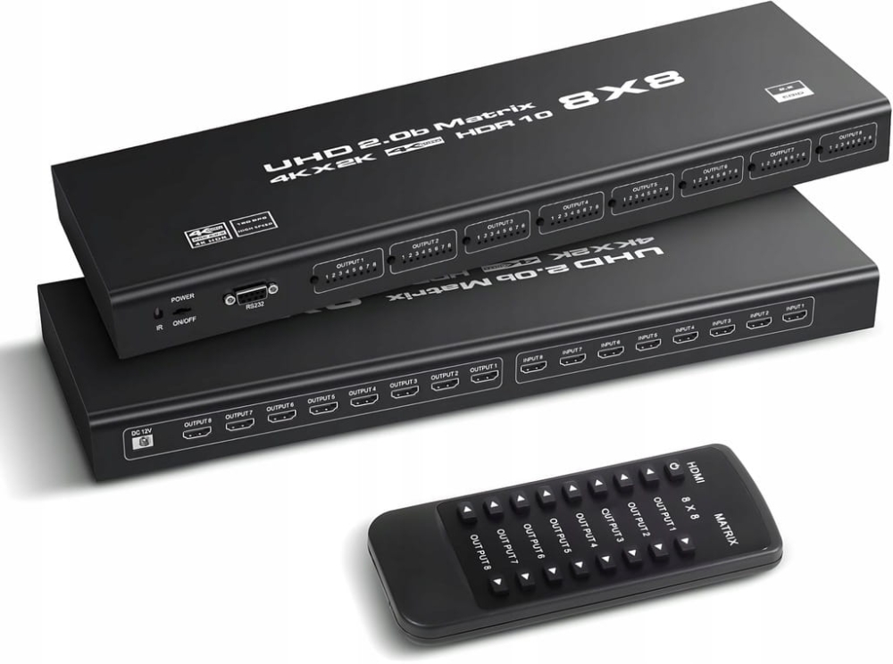 MATRIX HDMI 2.0 8x8 PRZEŁĄCZNIK SWITCH HDCP 2.2 RS232 8 WEJŚĆ - 8 WYJŚĆ