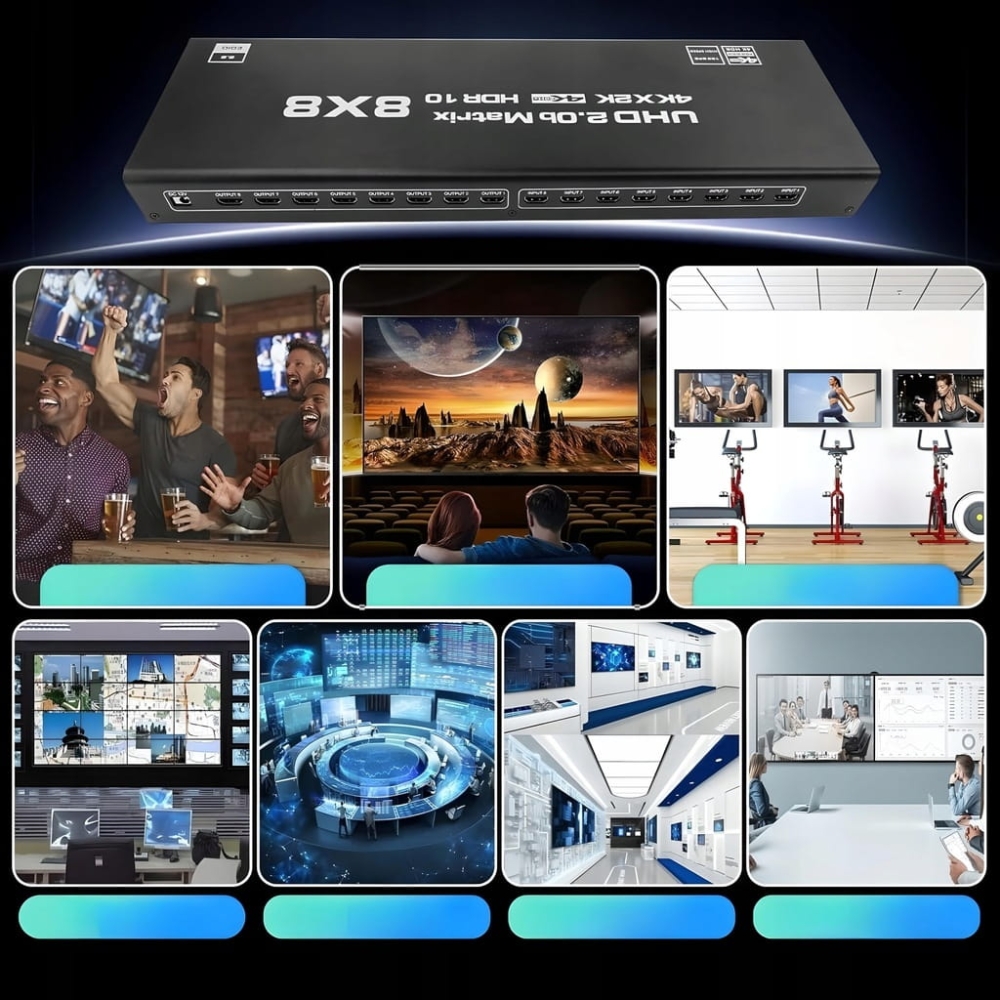 MATRIX HDMI 2.0 8x8 PRZEŁĄCZNIK SWITCH HDCP 2.2 RS232 8 WEJŚĆ - 8 WYJŚĆ