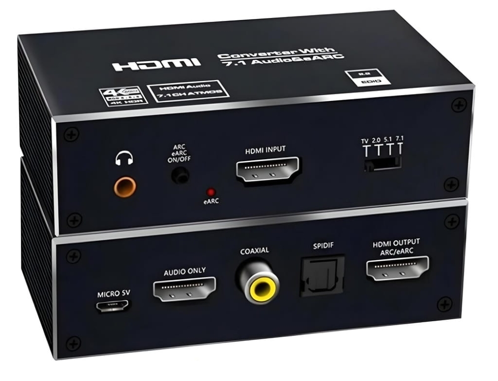 Ekstraktor HDMI 2.1 TOSLINK KONWERTER ATMOS 7.1 eARC HDCP 2.3 8K 4K 120Hz