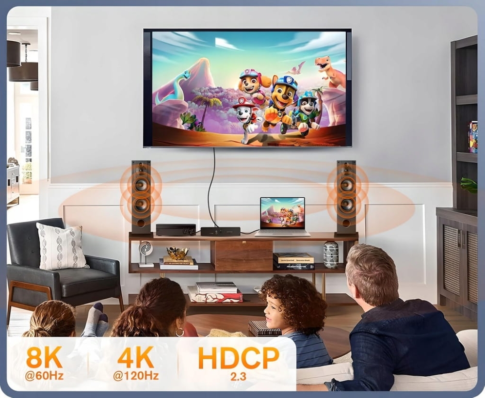 Ekstraktor HDMI 2.1 TOSLINK KONWERTER ATMOS 7.1 eARC HDCP 2.3 8K 4K 120Hz