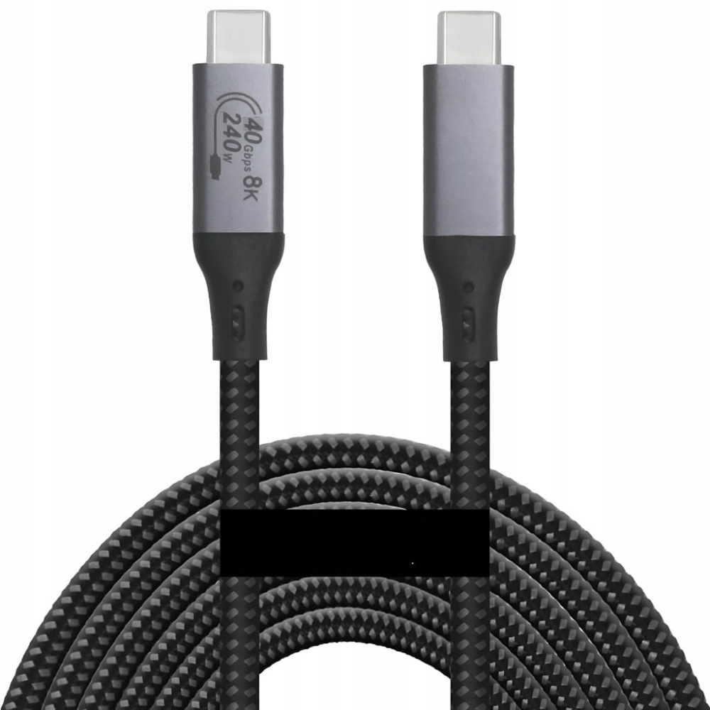 KABEL USB4 Thunderbolt 4 240W 40Gbps 8K 120Hz PRZEWÓD USB C NYLON OPLOT 1M