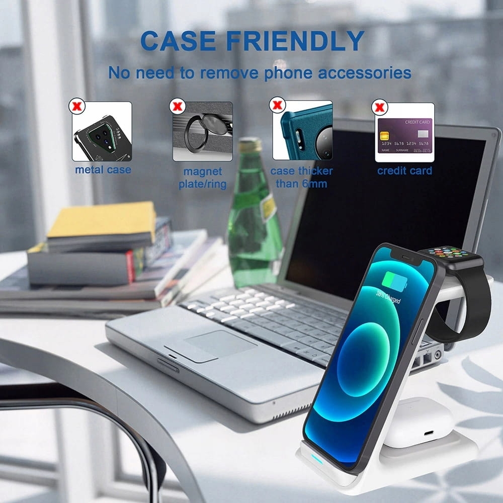 STACJA DOKUJĄCA ŁADOWARKA INDUKCYJNA BEZPRZEWODOWA iPHONE WATCH 20W 3w1