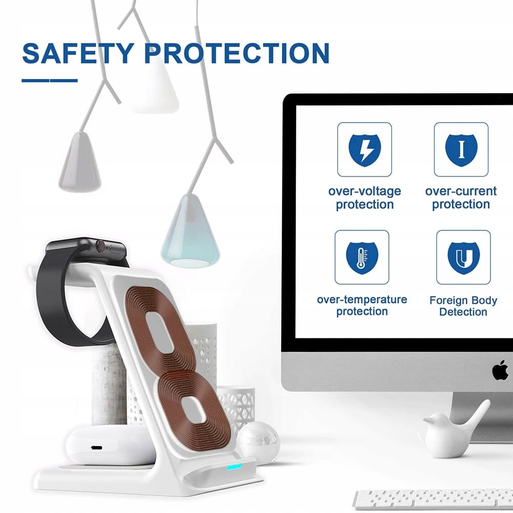 STACJA DOKUJĄCA ŁADOWARKA INDUKCYJNA BEZPRZEWODOWA iPHONE WATCH 20W 3w1