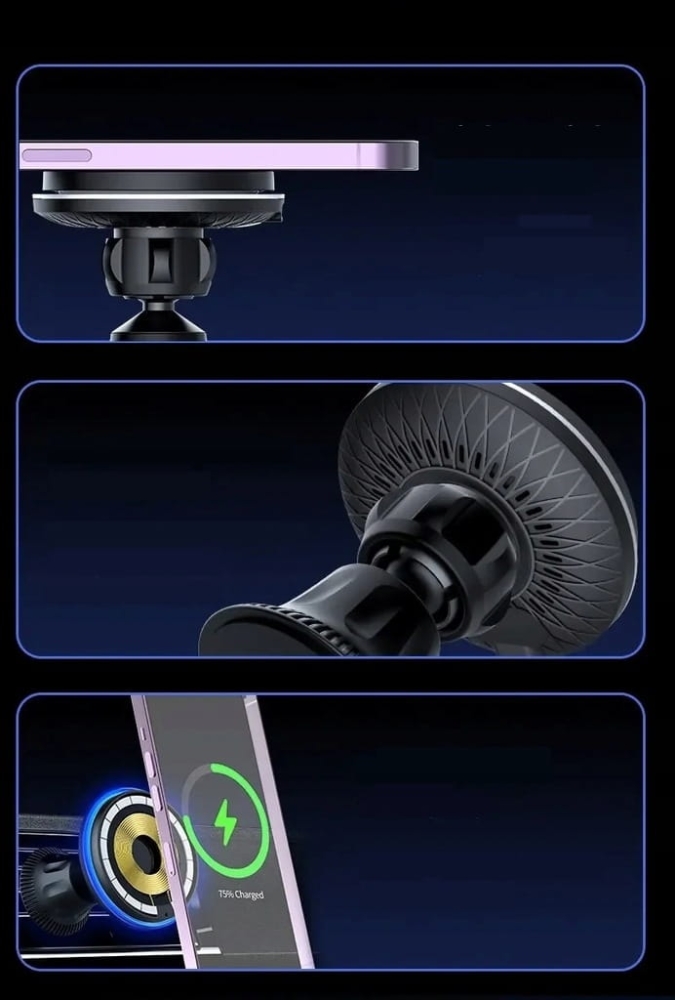 BEZPRZEWODOWY UCHWYT SAMOCHODOWY kolory RGB Z MAGNESEM MAGSAFE IPHONE 14 13