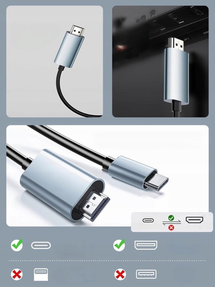 Kabel USB C do HDMI ADAPTER PRZEJŚCIÓWKA TYP C 3.1 FULL HD 4K UHD 1,8M