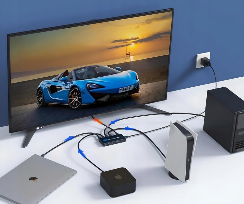 DZIELNIK HDMI 4x1 QUAD MULTI VIEWER PRZEŁĄCZNIK 4x1 Rozdzielacz 4K + PILOT