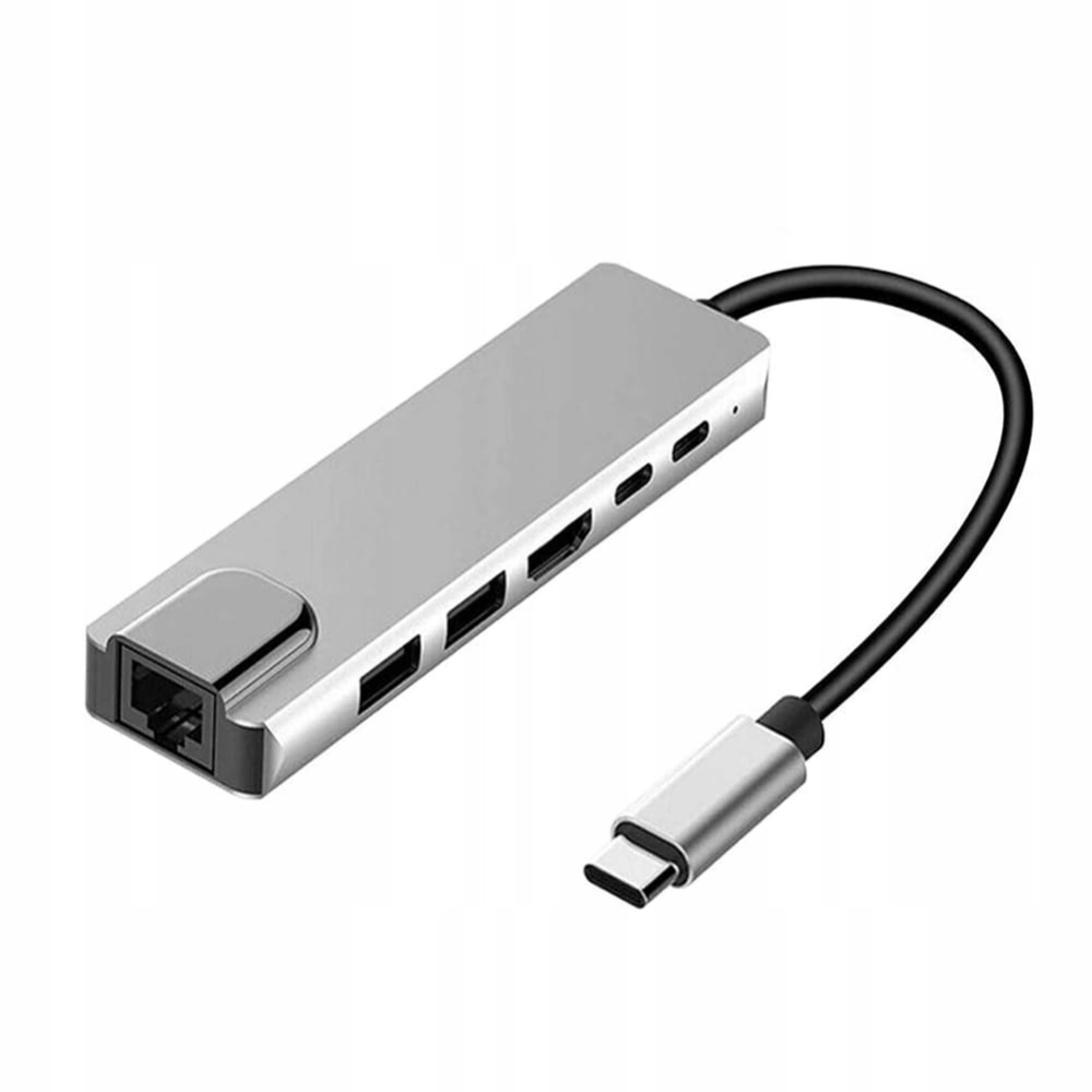 HUB USB-C -> HDMI 2xUSB 3.0 RJ45 LAN PD MacBook M1 ADAPTER 6w1 Thunderbolt